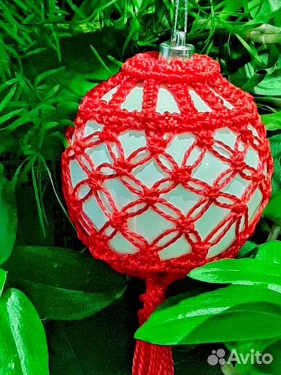 Елочные игрушки вязанные макраме / венки