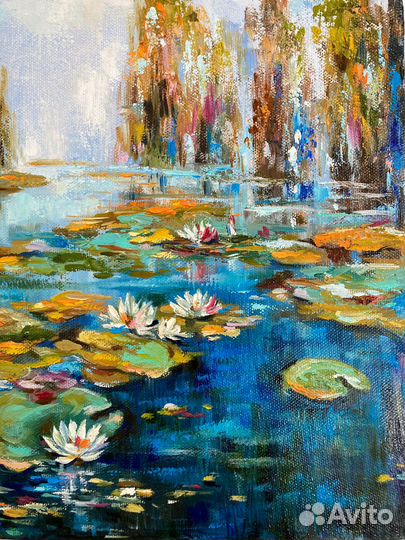 Картина маслом пруд с кувшинками