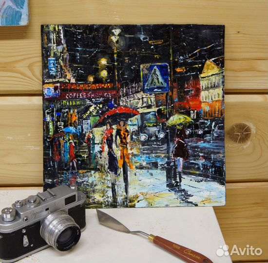 Картина маслом, На Невском проспекте, 30х30 см