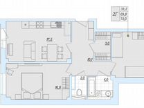 2-к. квартира, 72 м², 8/9 эт.