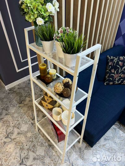 Стеллаж этажерка IKEA белая металл