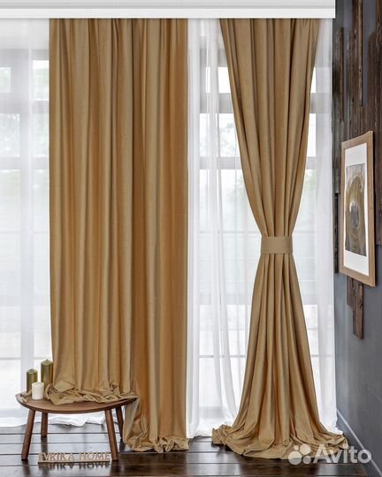 Шторы бархат Беллиссимо крем-брюле новые пошив