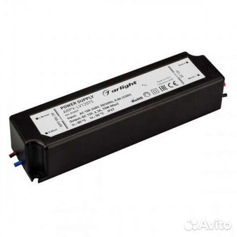 Блок питания arpv-LV12075 (12V, 6.3A, 75W) (Arligh