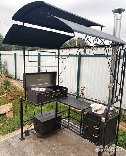 Мангал с печкой под казан