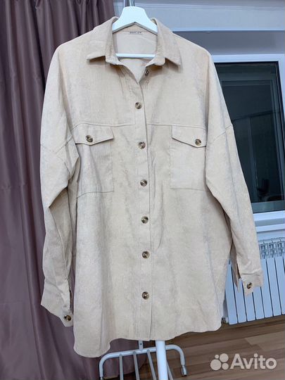 Рубашка вельветовая светло-бежевая 56-58 размера