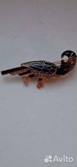 Винтажная брошь,Попугай