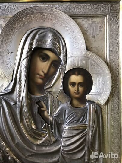 Икона Казанская на серебре