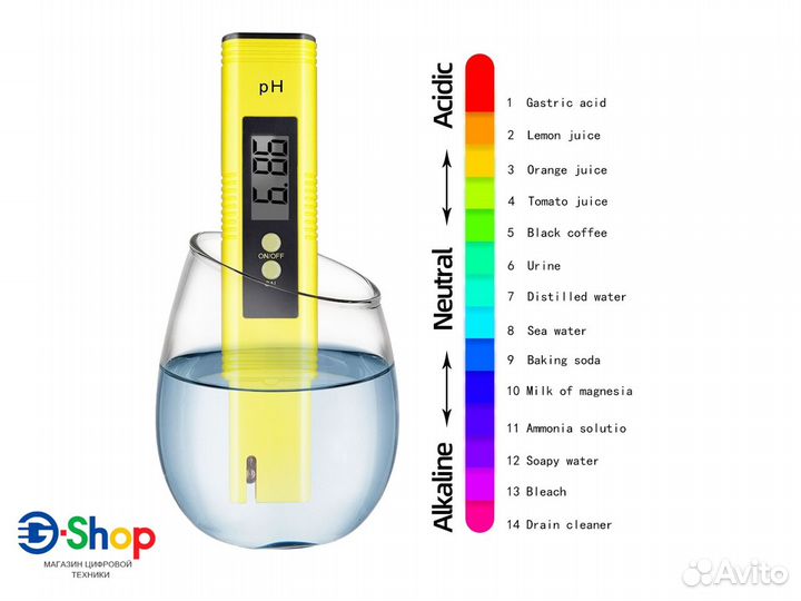 PH Метр тестер жесткости воды цифровой 2xLR44
