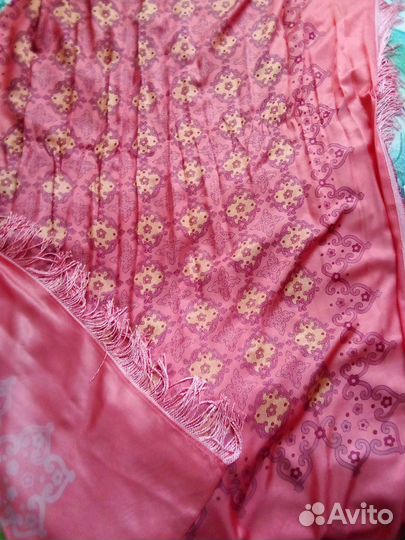 Скатерть лён, покрывало шёлк с бахромой