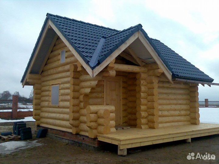 Срубы ручной рубки дома и бани 6х6+2 м веранда