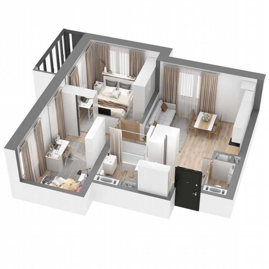2-к. квартира, 56,3 м², 14/23 эт.