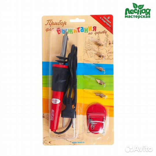 Выжигательный аппарат по дереву, 6 насадок + подст