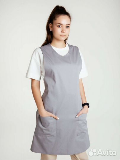 Фартук двойной светло-серый