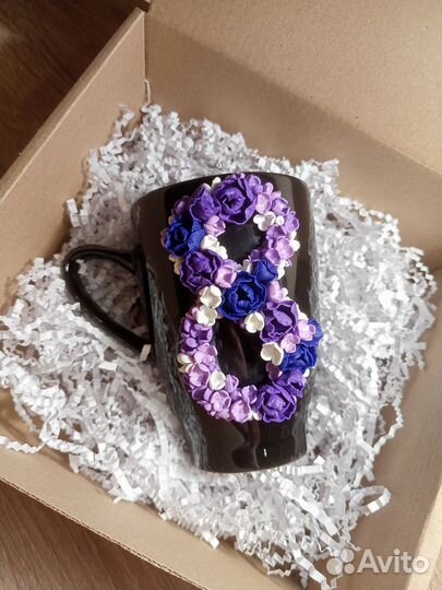 Кружка с декором из полимерной глины