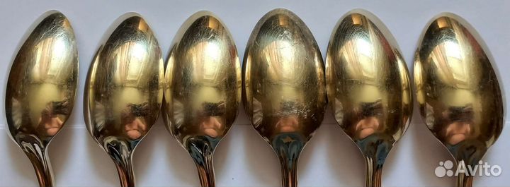 Ложки Роза десертные позолота. СССР