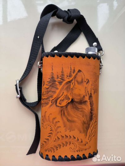 Фляга кожаная 0,5 новая