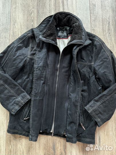 Мужская утепленная кожаная куртка