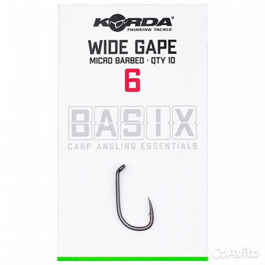 Korda Крючок Basix Wide Gape №6 с микробородкой 10шт