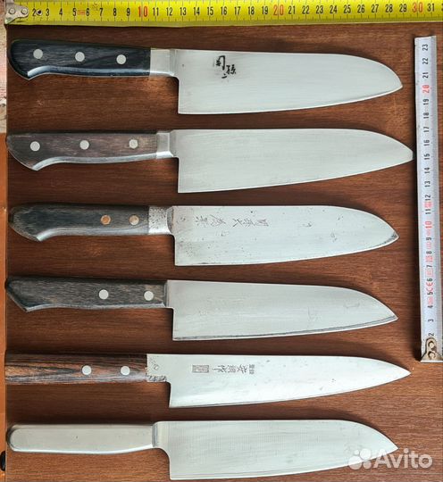 Японский кухонный нож. Дамасск. Ламинат. Клейма