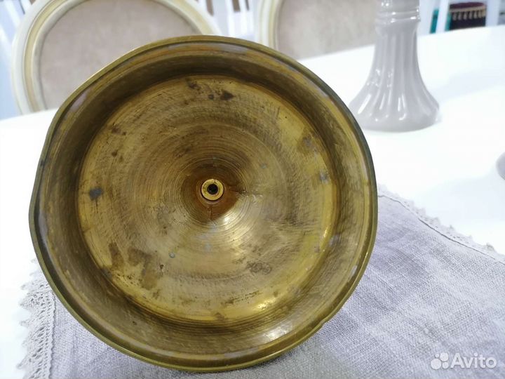 Подсвечник старинный редкий, бронза, 27см