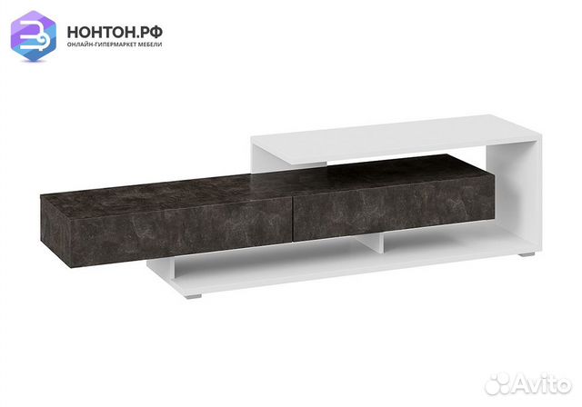 Тв-тумба Монтана TV-4 белый / ателье темный глянец