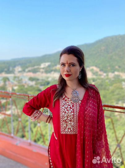 Индийский костюм (туника+брюки+шарф(дупатта)