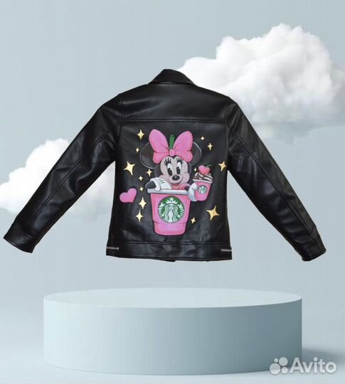 Детская кожаная куртка с росписью ручной работы