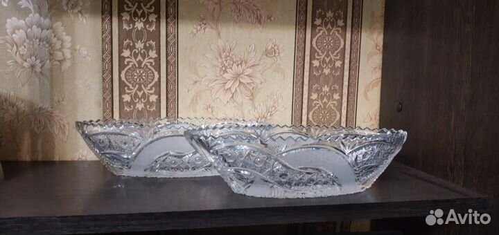 Салатник хрустальный лодочка. Ваза. Конфетница