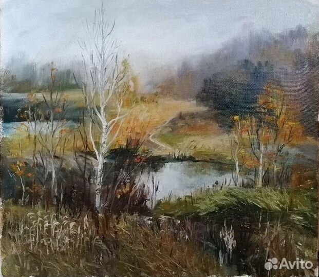 Авторская картина в интерьер маслом, пейзаж Осень