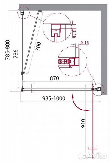 Душевой уголок BelBagno marmi 1950x1000x800 хром marmi-AH-1-100/80-C-Cr