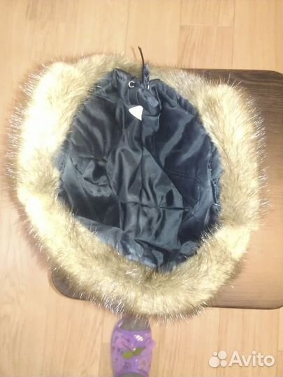 Шапка зимняя кожаная с норковой опушкой