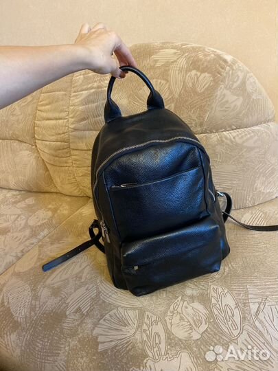 Женский кожаный рюкзак черный, Эконика, базовый