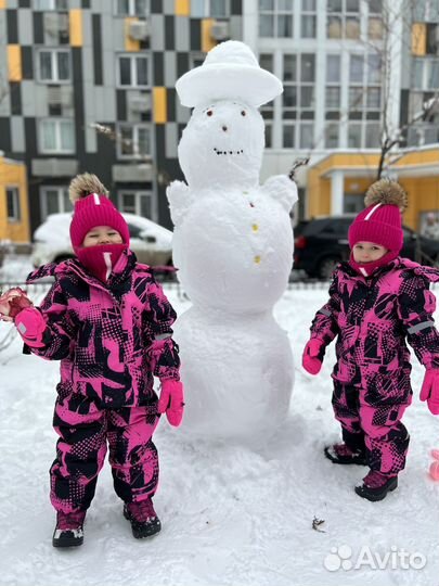 Комбенизон зимний для двойни для девочек