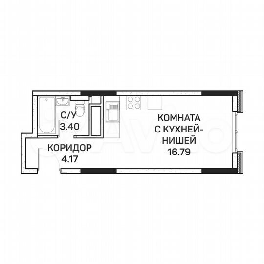 Апартаменты-студия, 24,4 м², 2/8 эт.