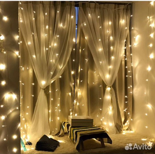 Гирлянда штора разные цвета