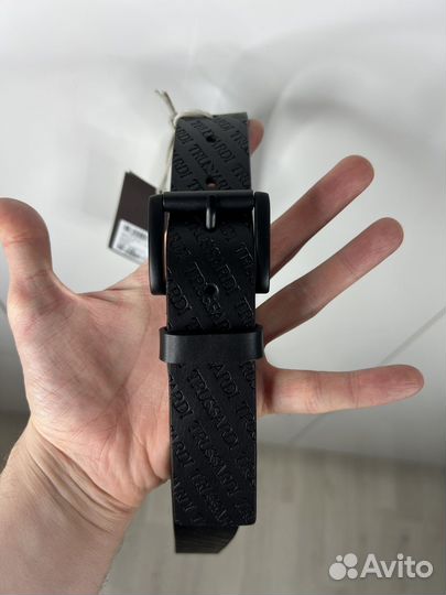 Ремень мужской черный Trussardi оригинал кожа