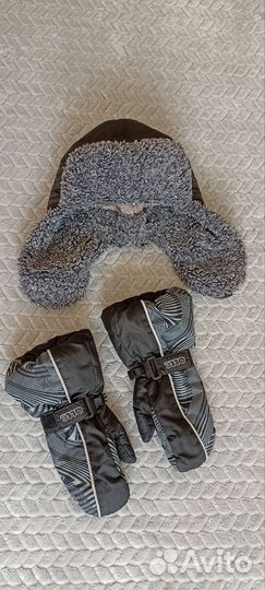 Шапка зимняя + Варежки краги+снуд на М лет 10ти