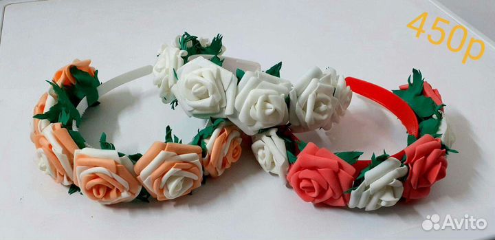 Ободок с цветами из фоамирана