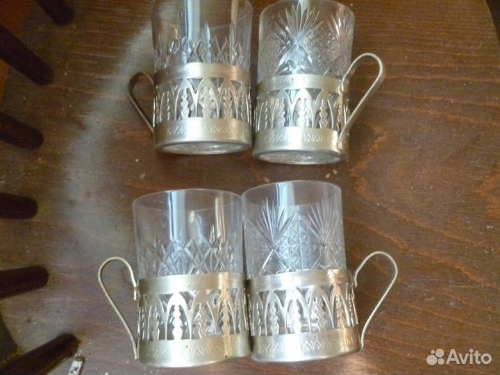 Стакан с подстаканником, 3 штуки