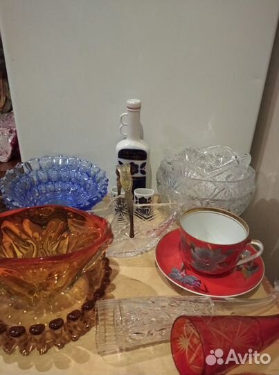 Ваза,салатник,рог-хрусталь,штоф, Мальва