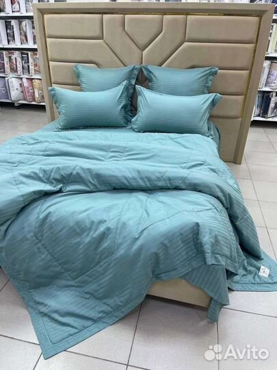 Белье постельное с одеялом страйп сатин