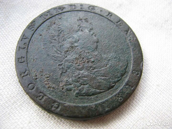 Иностранная Монета островмэн1/2пенни 1813 Георг 3