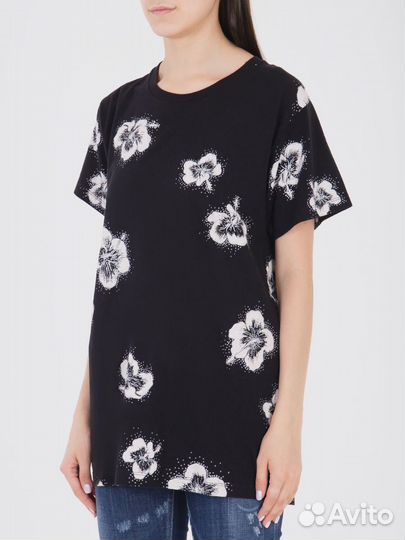 Хлопковая футболка с цветами Saint Laurent