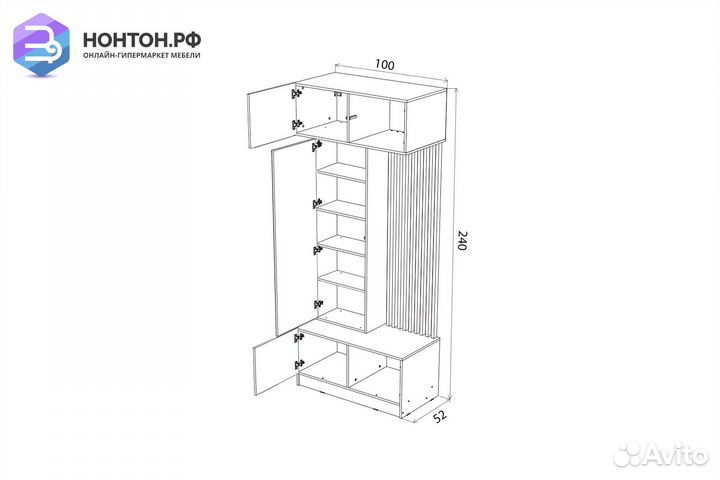 Прихожая Роджина дуб крафт / графит
