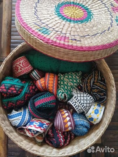 Шкатулка СССР соломенная с тесьмой