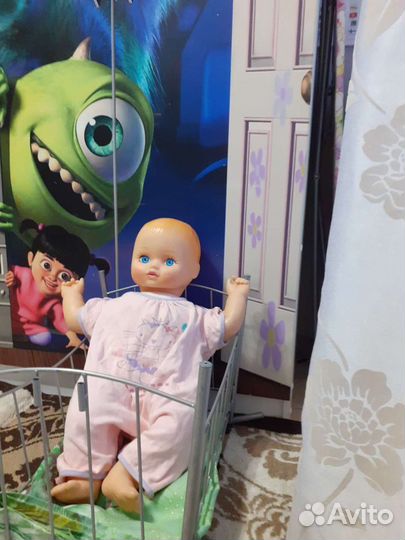 Пупс кукла с кроваткой