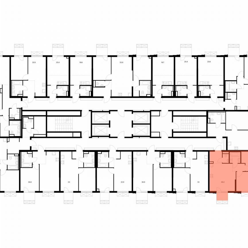 2-к. квартира, 49,4 м², 6/22 эт.