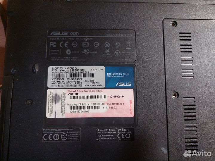 Ноутбук asus K52D (на запчасти)