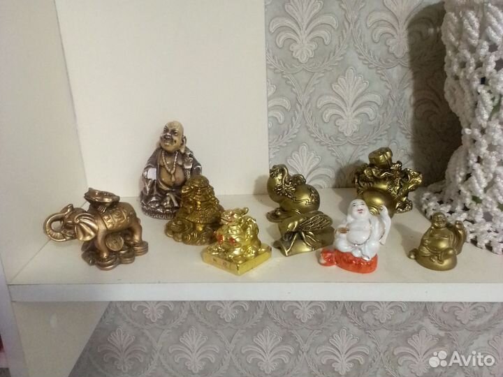 Статуэтки фэншуй, хотейчики слон, черепахи, жаба