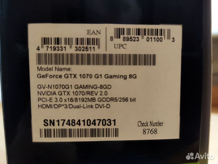 Видеокарта Gigabyte gtx 1070 G1 gaming 8Gb